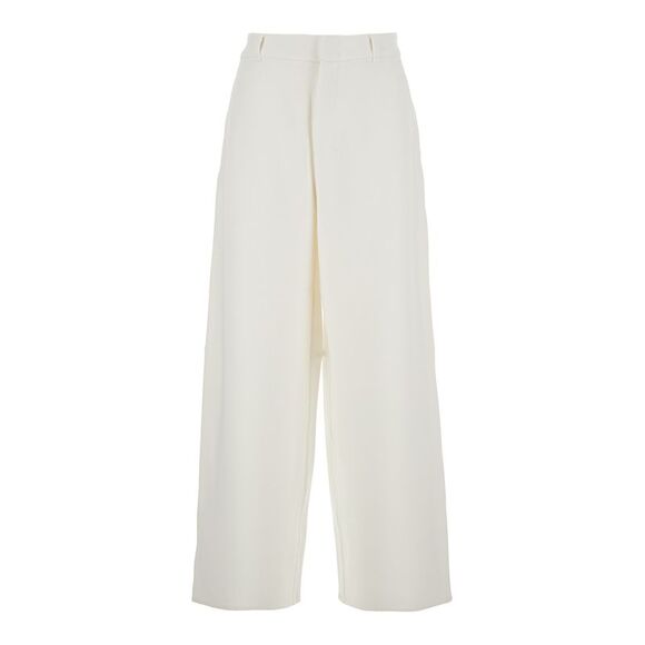 'S Maxmara Women 'Merlot' White Pants With Belt Loops In Cotton Blend Woman